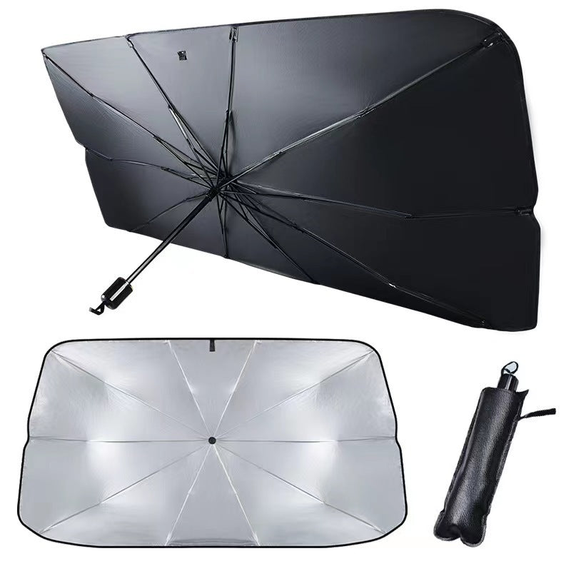 Universal Foldable Car Sun Shade Umbrella – Windshield UV Protection & Heat Blocker, Portable Easy-Use Car Cover